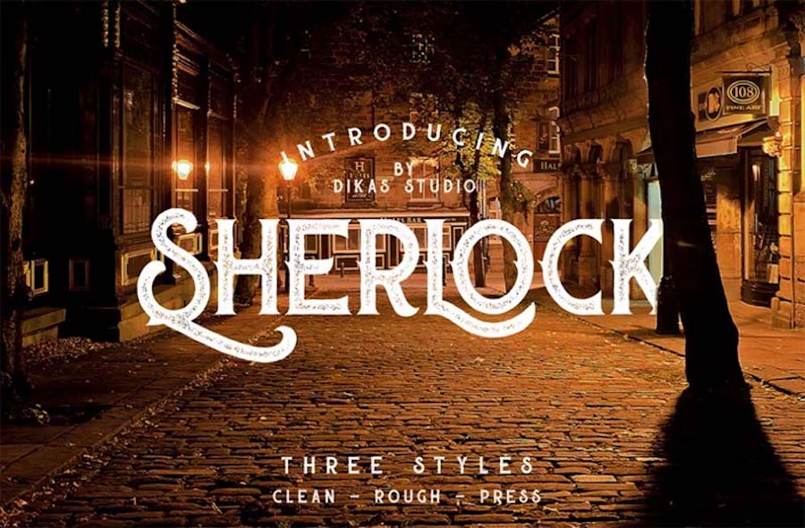 Sherlock Press, une police avec trois styles.