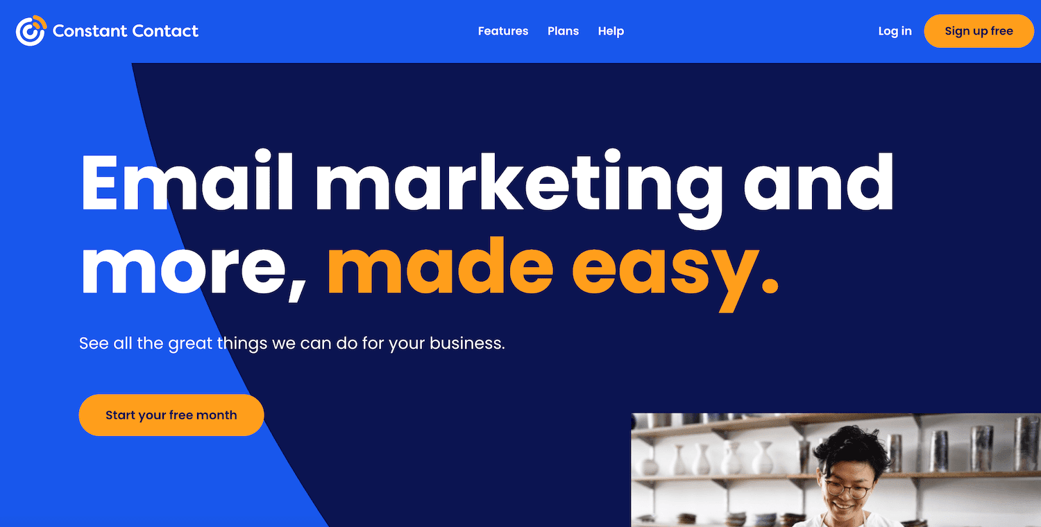 Homepage di Constant Contact