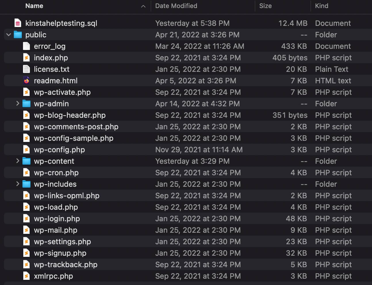 Sieh dir die Dateien im herunterladbaren Backup deiner WordPress-Website an