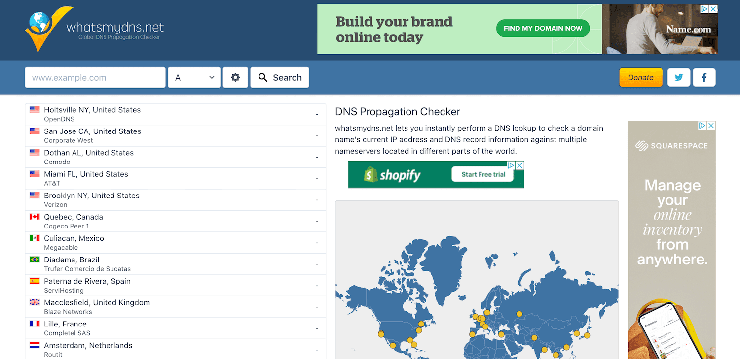 homepage di whatsmydns.net
