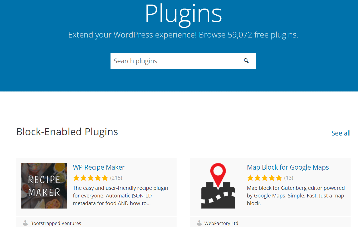 Plugins de WordPress.org.