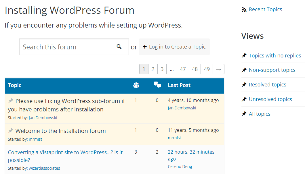 Foros de soporte en WordPress.org.