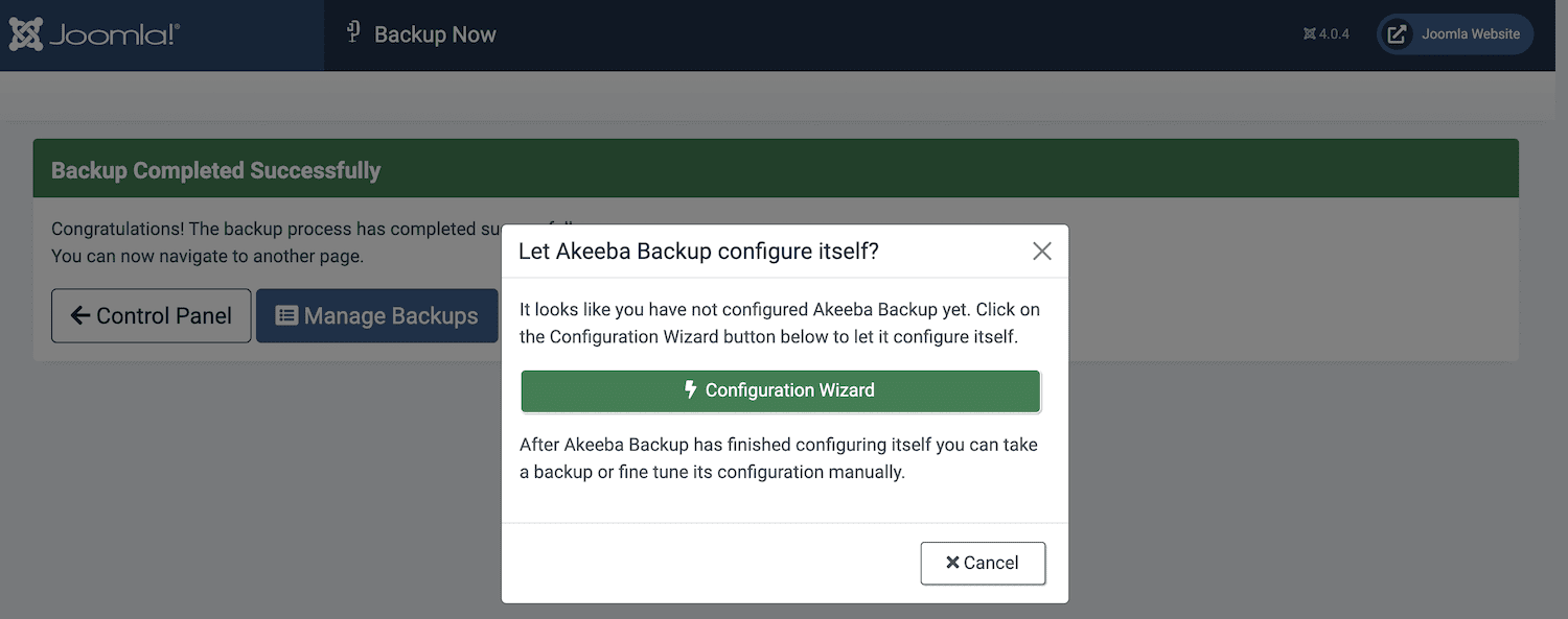 Akeeba Backupの設定