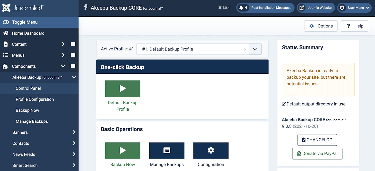 バックアップの作成