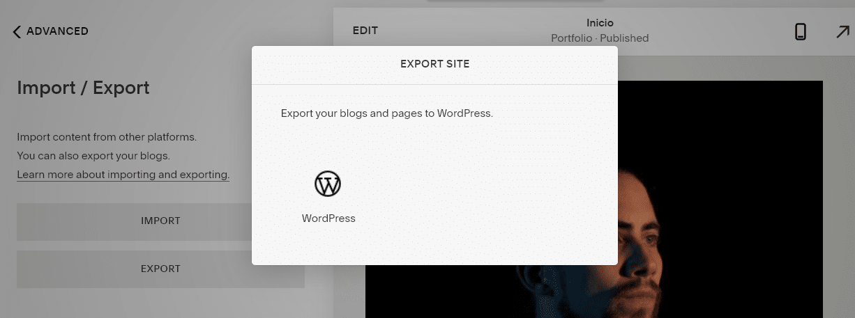 Exportar para o ícone do WordPress