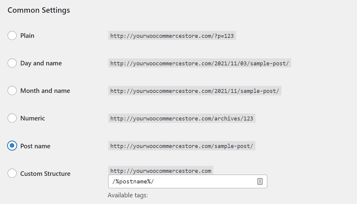 Atualizar estrutura permalink