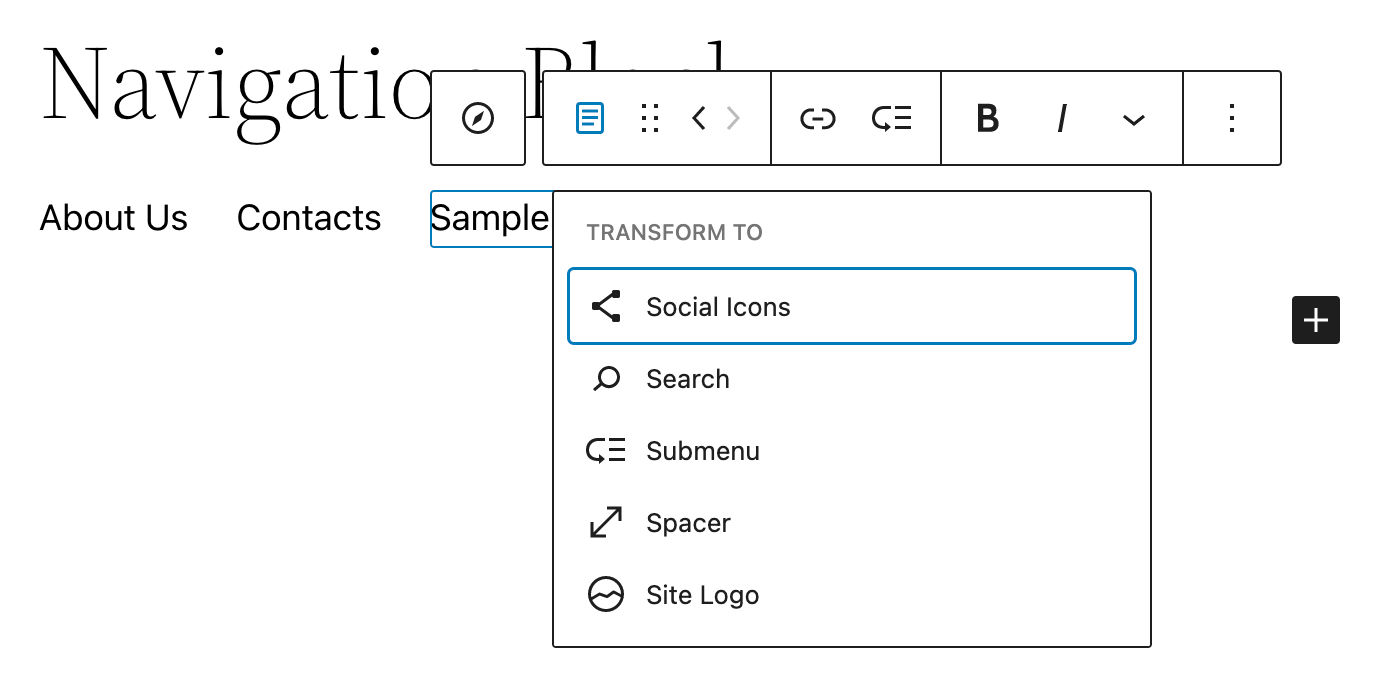 ナビゲーションリンクをブロックに変換