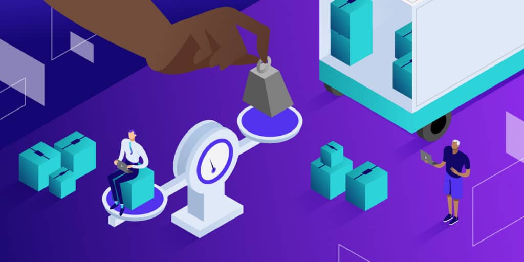 A hand using WooCommerce weight based shipping to figure out a shipping amount