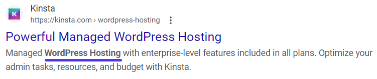 Mot-clé en gras dans la méta description.