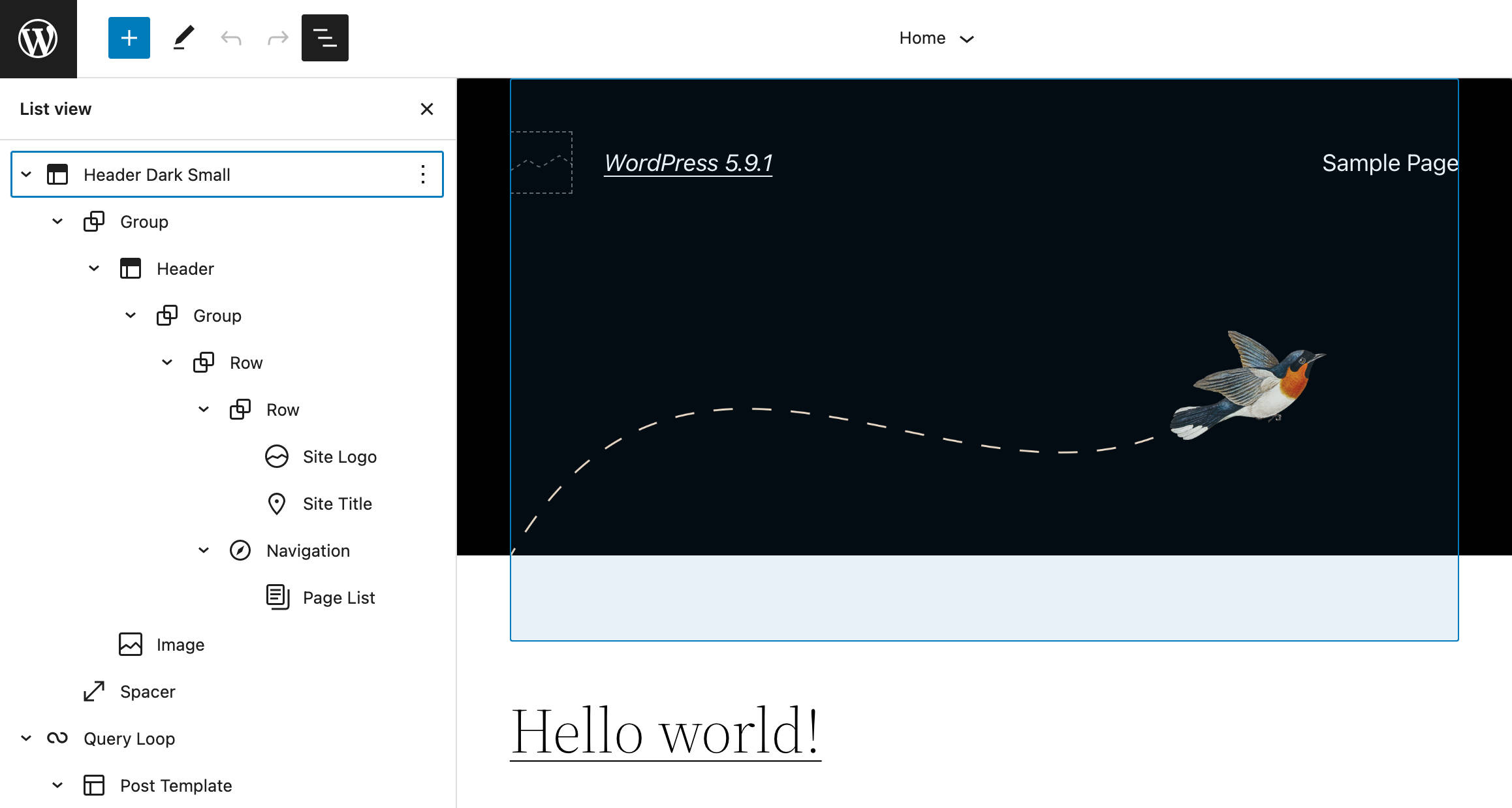 WordPress 5.9のデフォルトのリスト表示