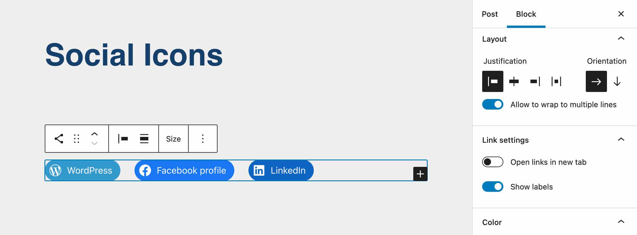 ラベルの表示をオンにした状態