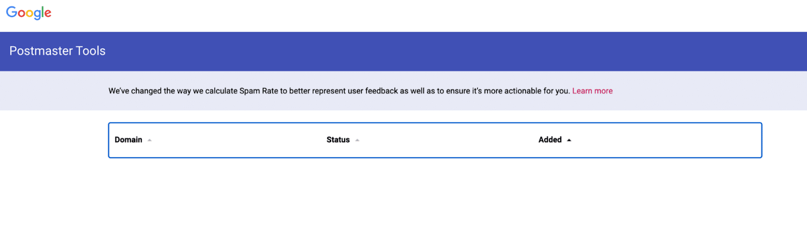 Una schermata da Google Postmaster Tools