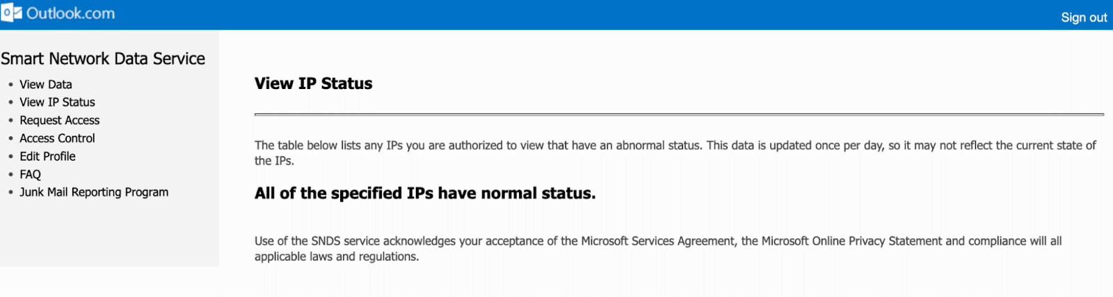 Microsoft Sito SNDS di Microsoft
