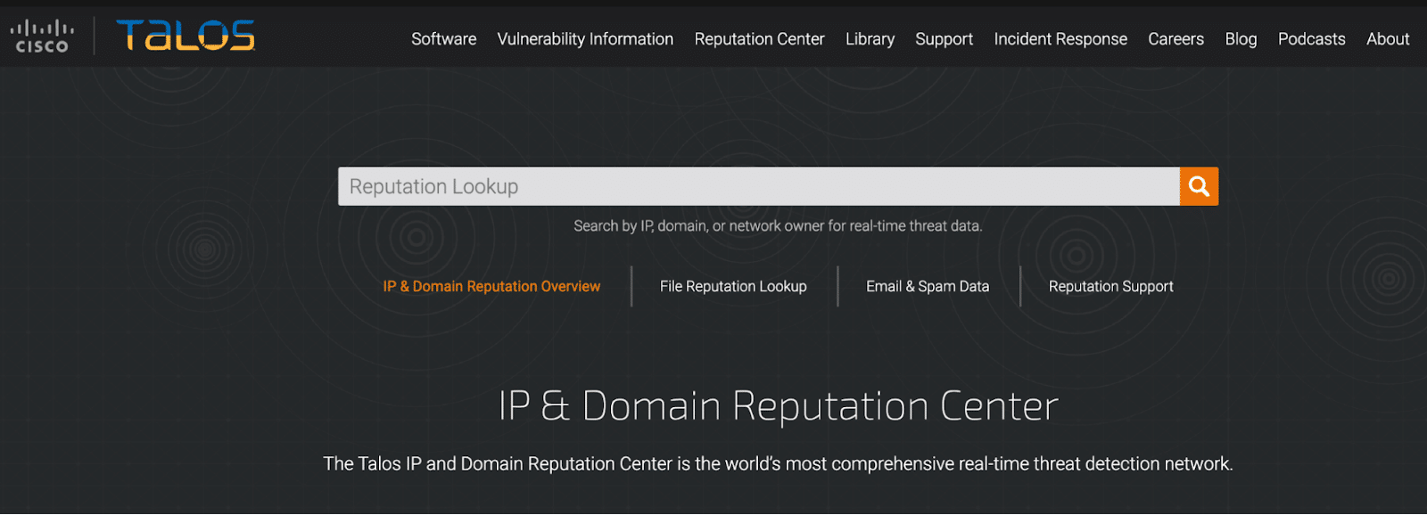 Homepage di Talos Intelligence