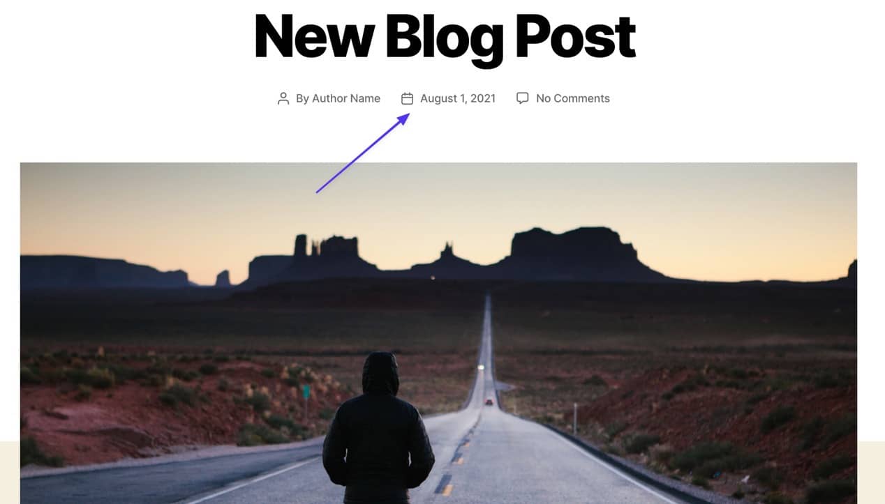 O tema Twenty Twenty oferece um formato único da data de publicação.