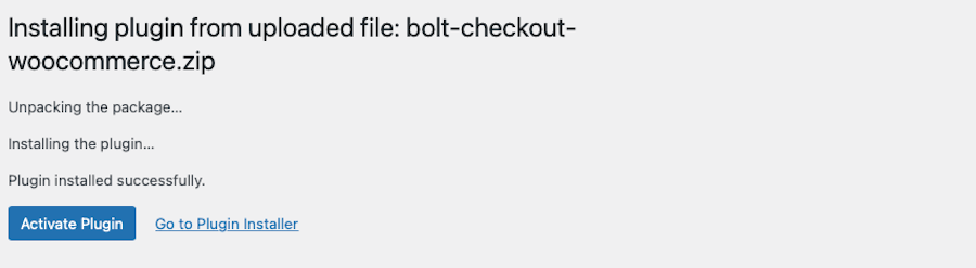 Installing the Bolt Checkout for WooCommerce plugin. 