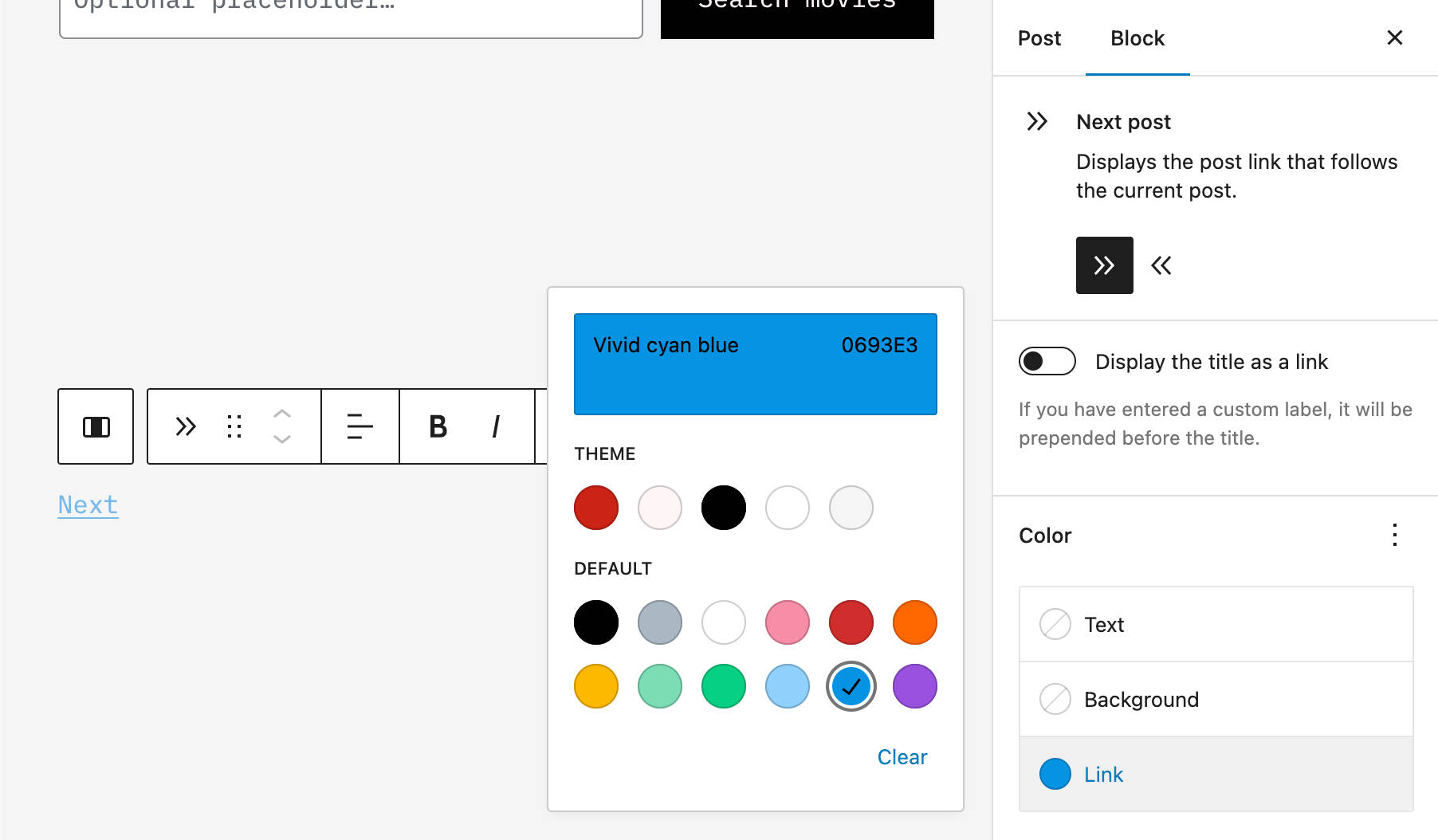 Customizing link color in Post Navigation Links