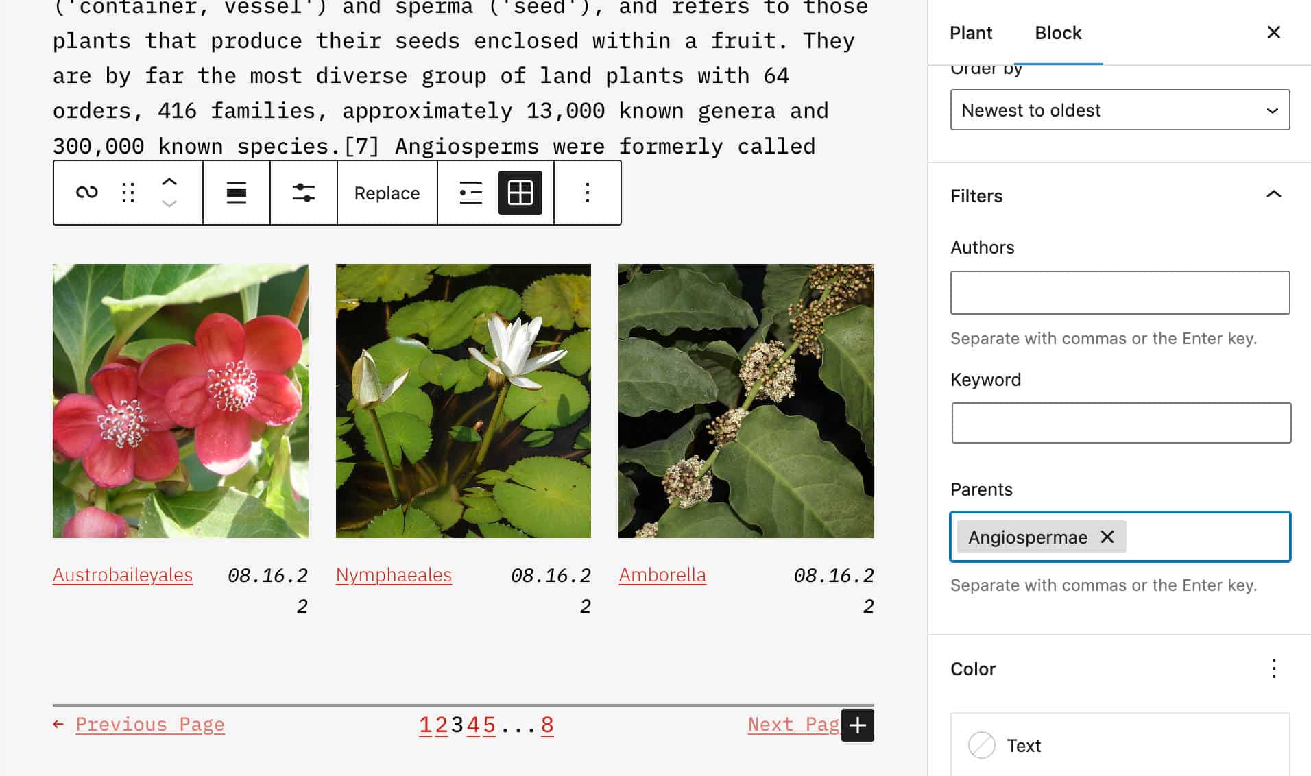 Ett nytt föräldrafilter gör det möjligt att visa inlägg som har samma föräldrar i ett block för sökfrågor