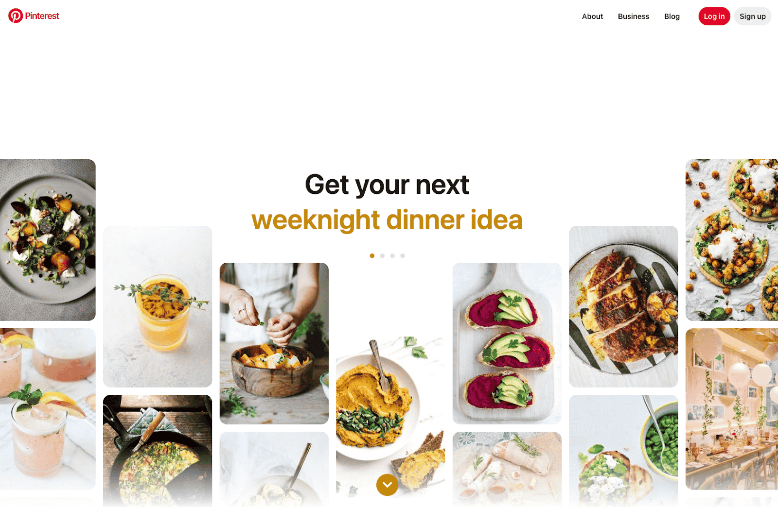 A screenshot of the Pinterest homepage.