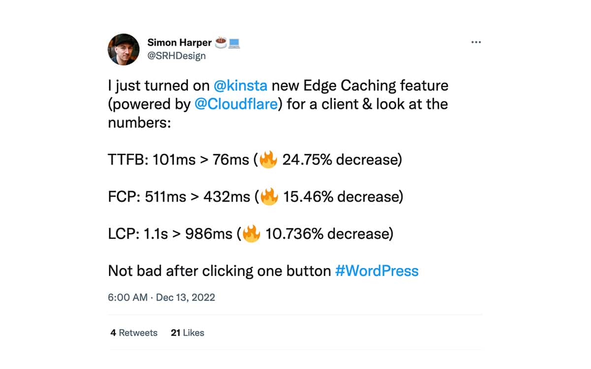 Screenshot van een tweet van Simon Harper.