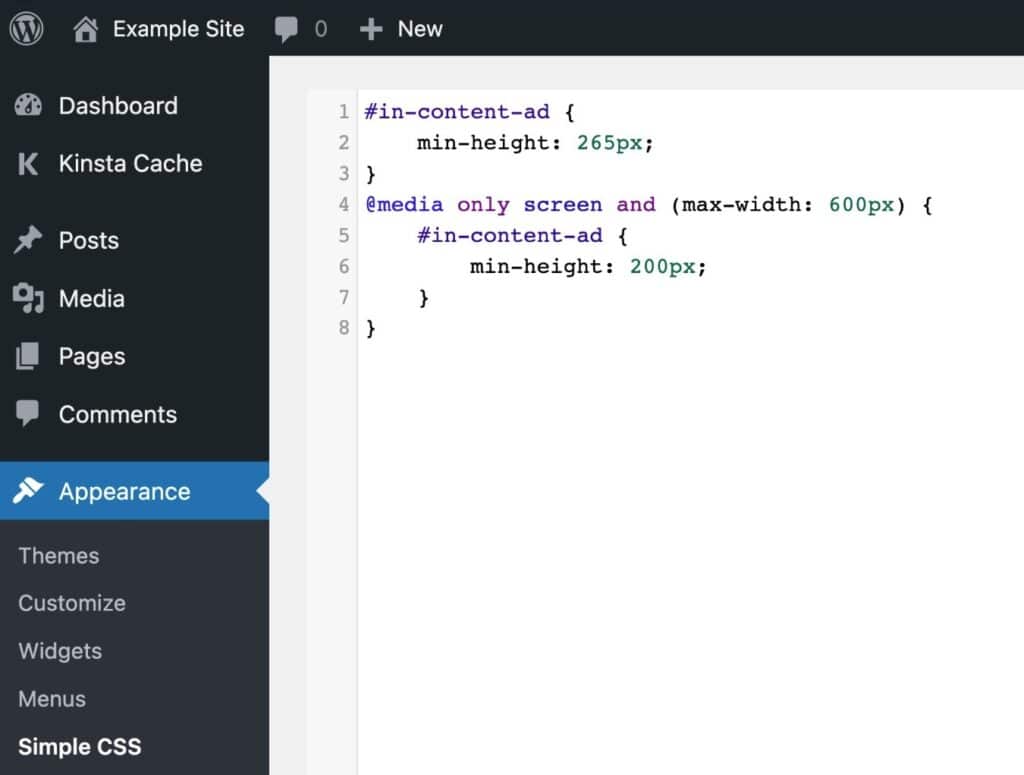 Ein CSS-Beispiel für einen Anzeigen-Wrapper