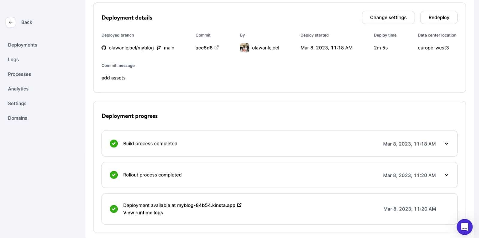 Succesvolle deployment van de statische Jekyll site