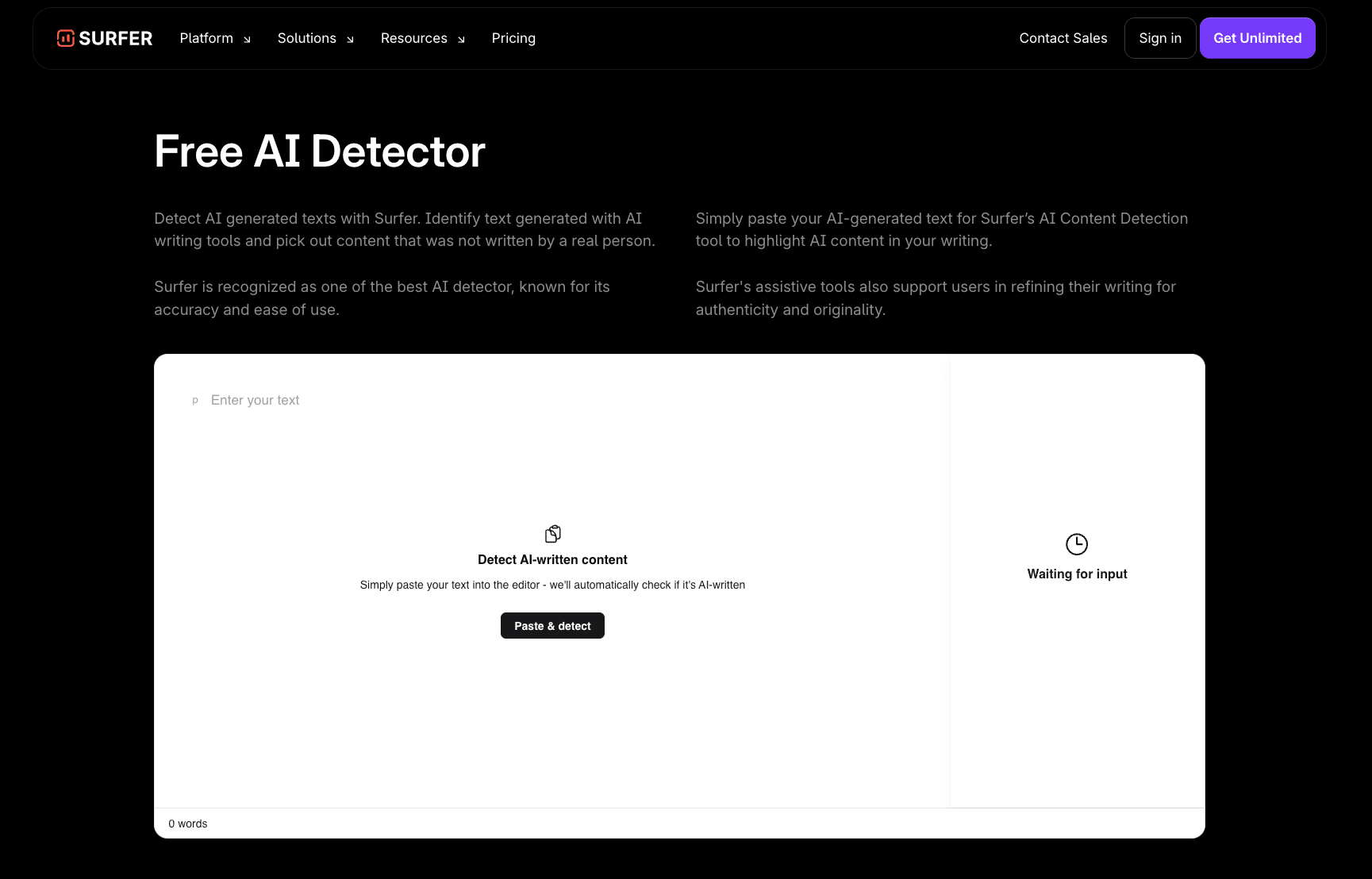 AI detector by SurferSEO