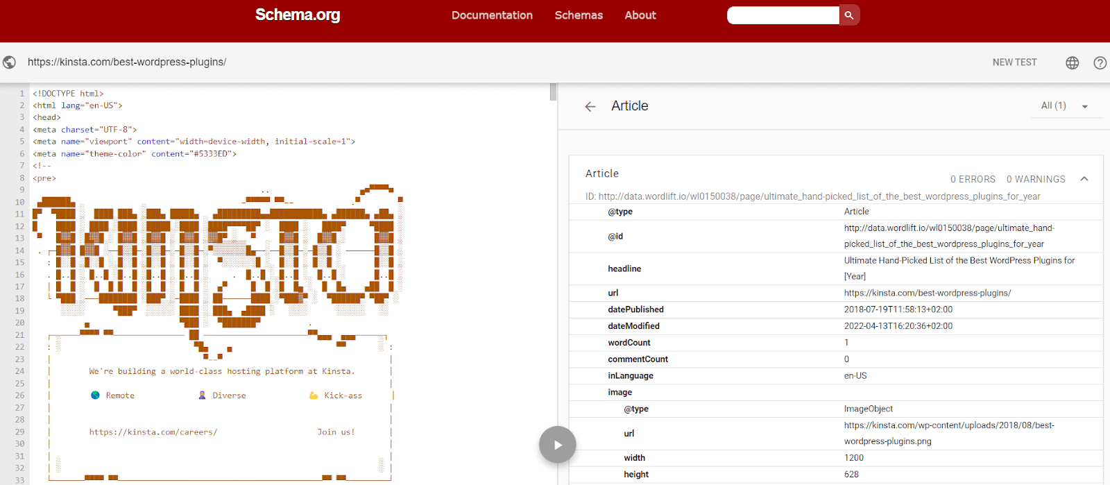 Le validateur de balises Schema de Google