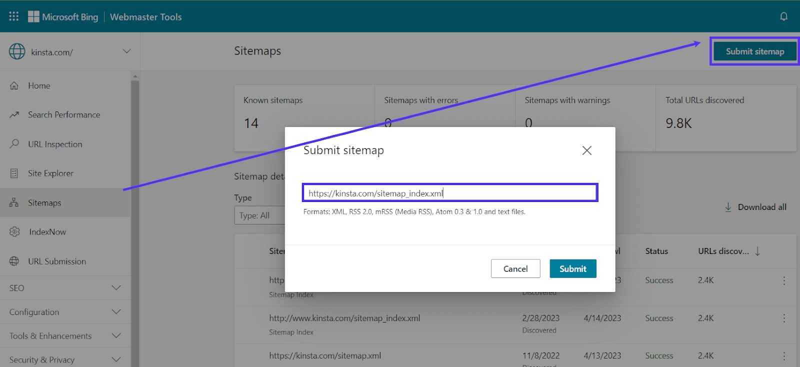 Envoyer un sitemap XML aux outils pour les webmasters de Bing