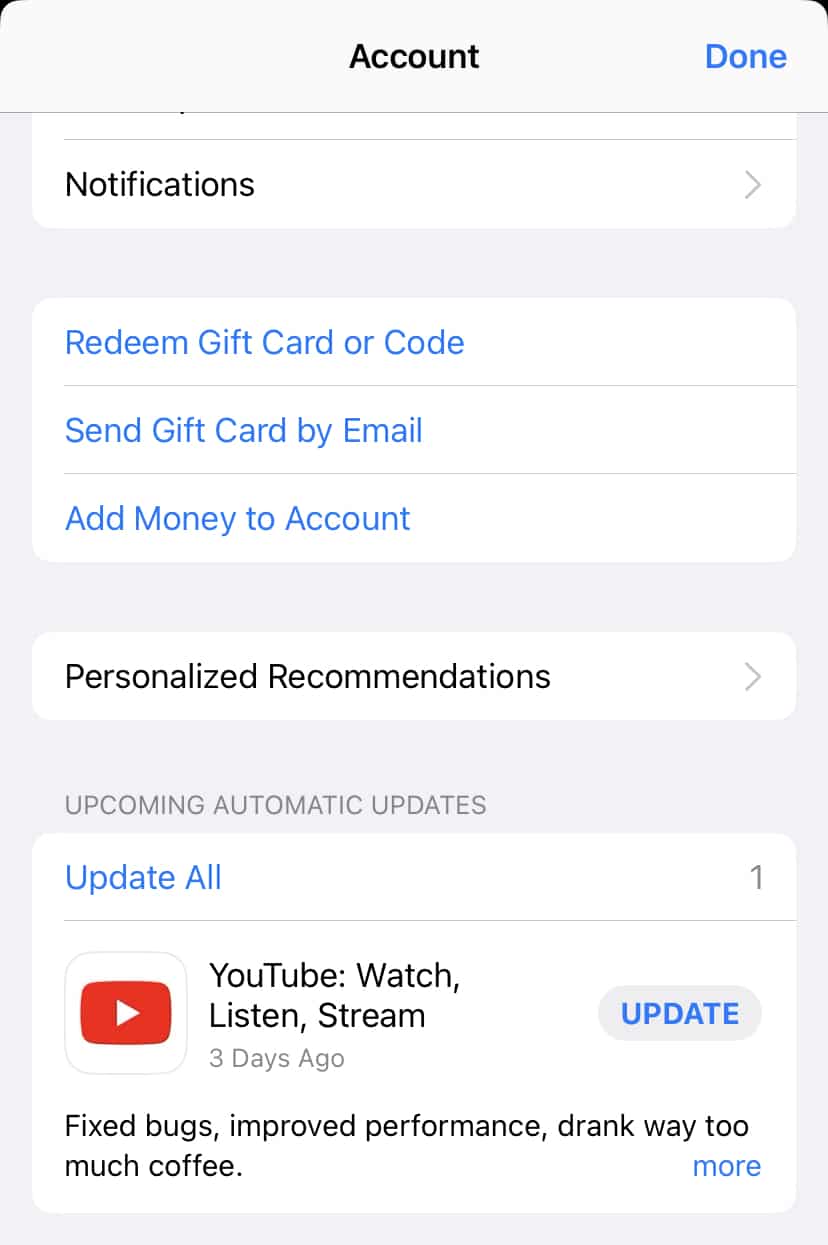 Atualize o aplicativo.