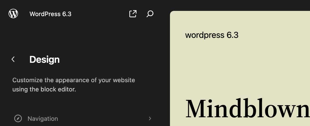 Boutons Afficher le site et Ouvrir la palette de commandes dans l'éditeur de site