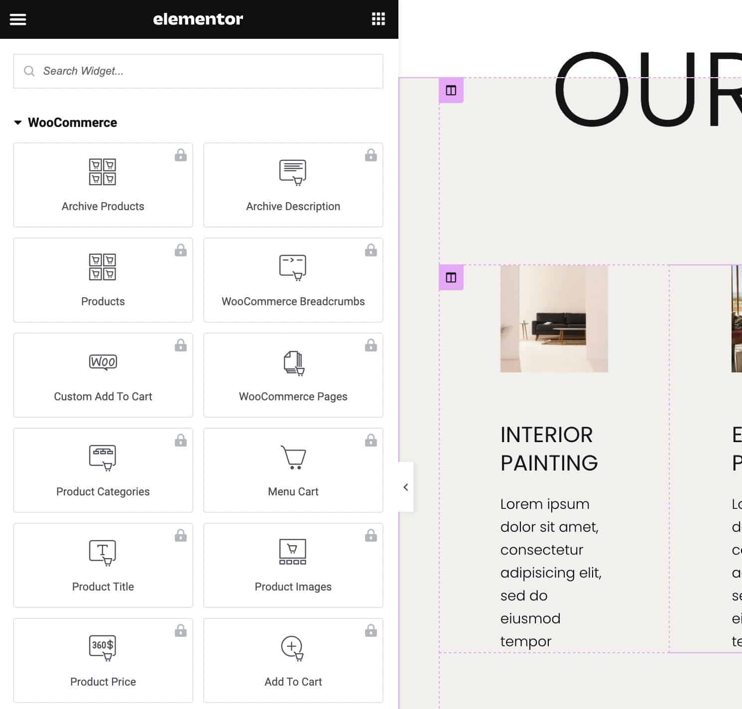 Additional WooCommerce blocks like Menu Cart and Product Title.