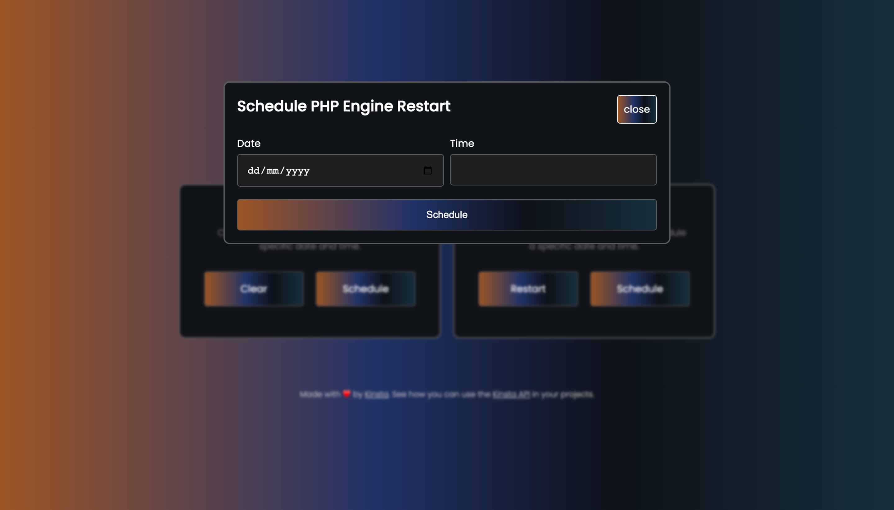 Site tools scheduler interface