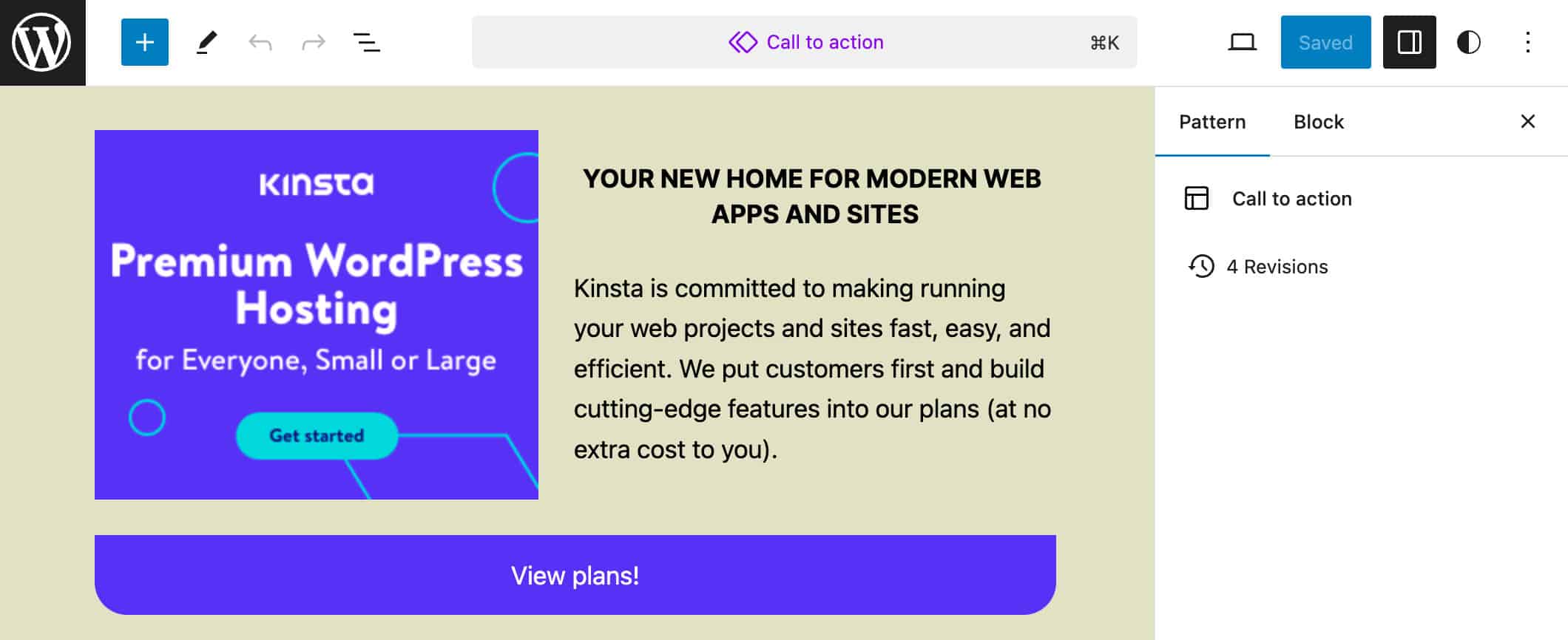 Construire une composition de bloc dans l'éditeur de site