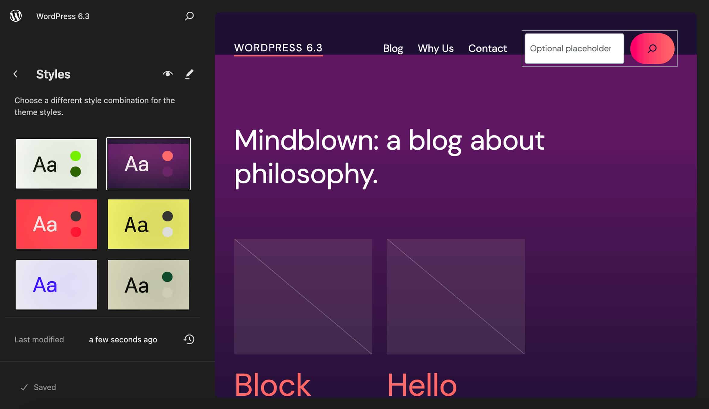 Menu Styles dans WordPress 6.3