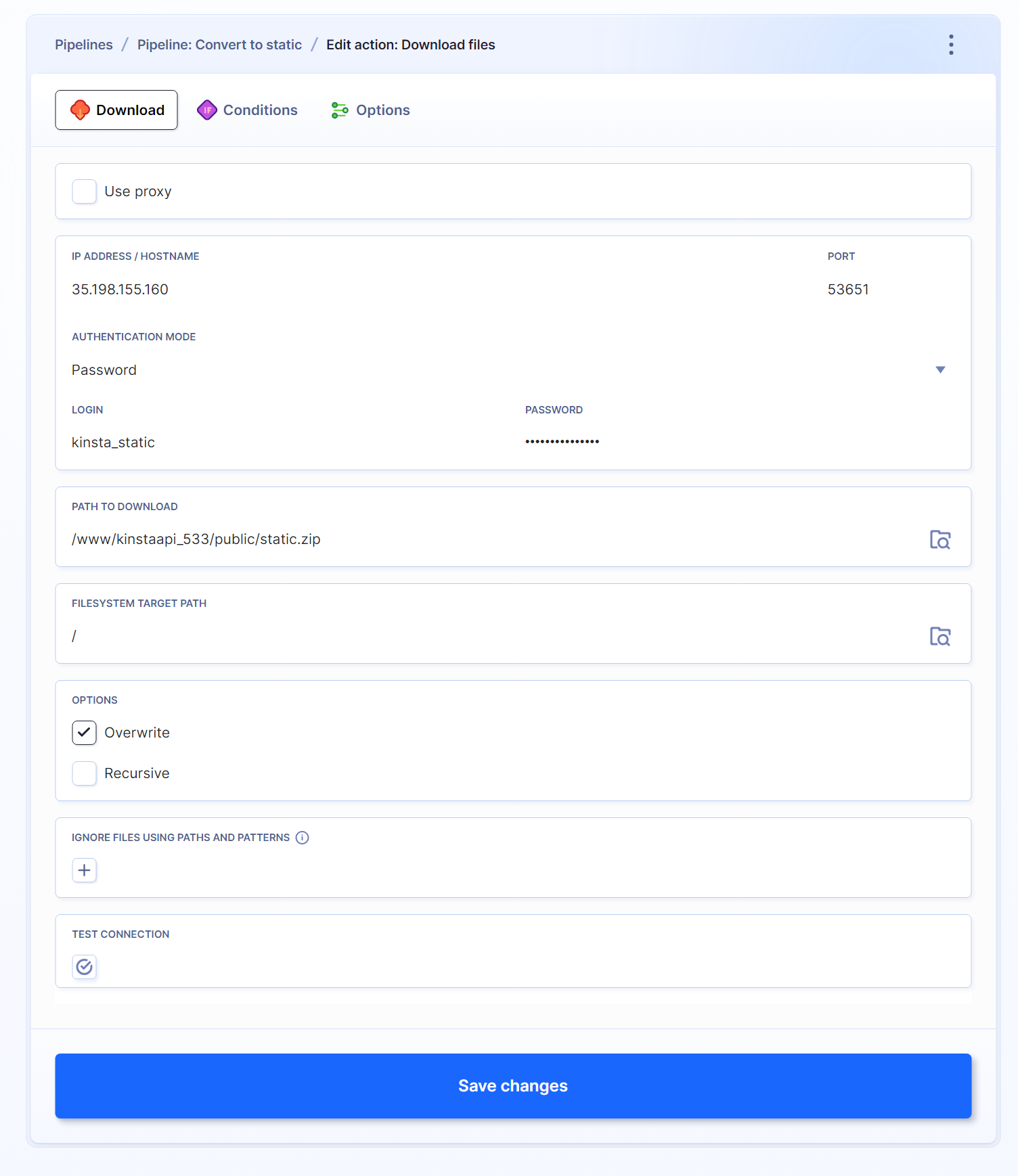 Buddys brugergrænseflade, der viser downloadhandlingens opsætning