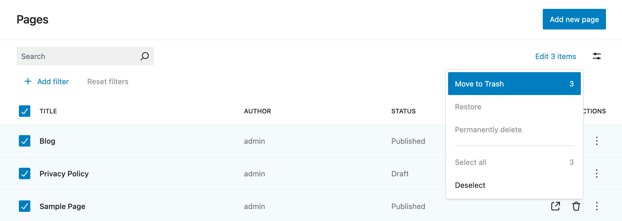 WordPress 6.5では固定ページを一括編集できる