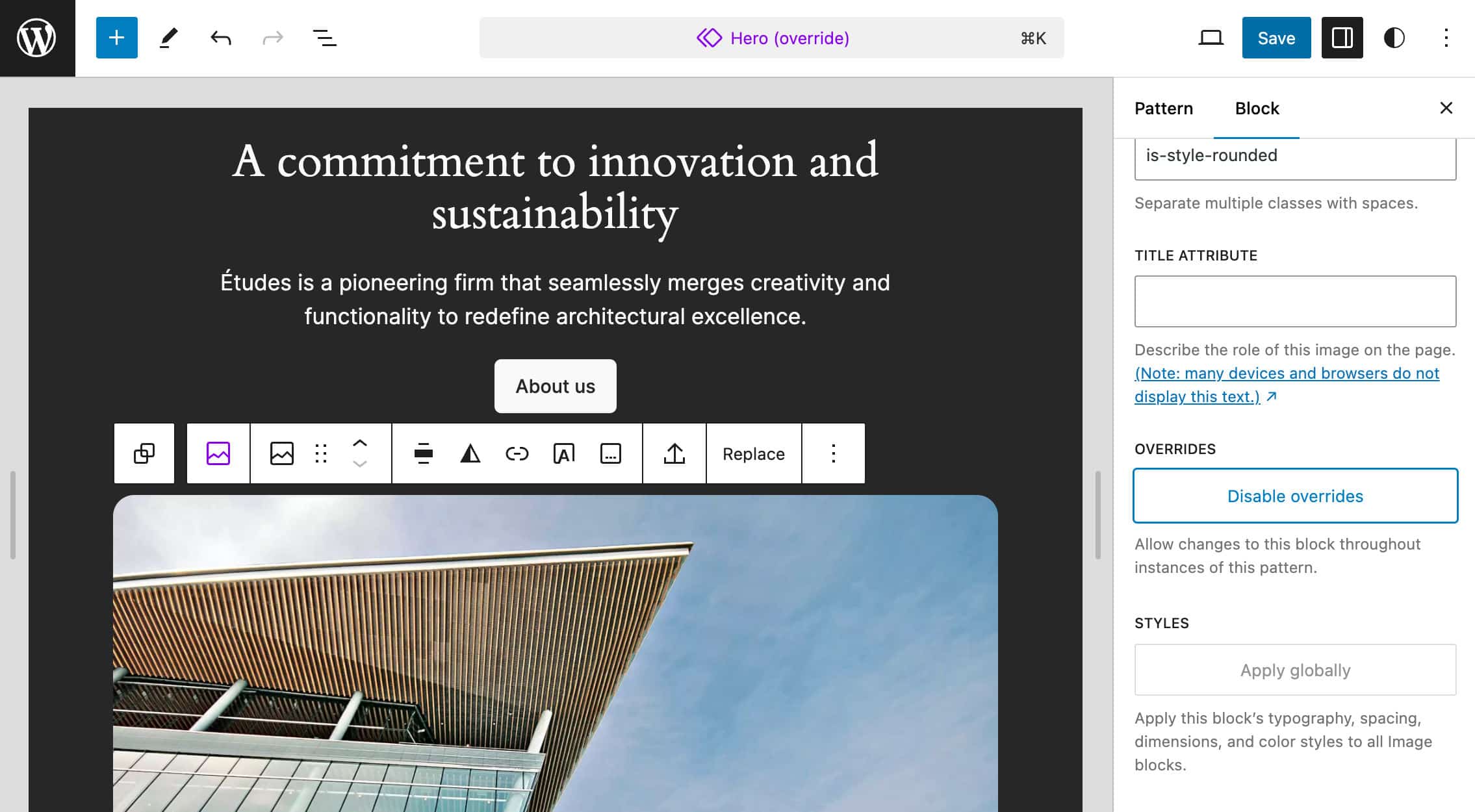 Substituições ativadas.