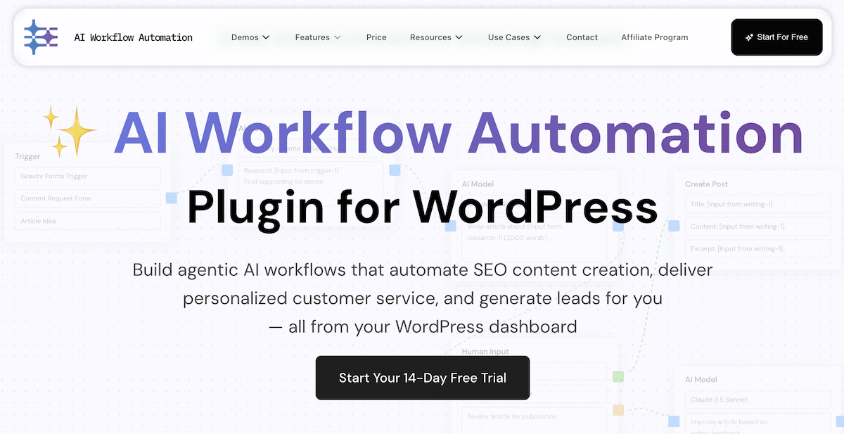 AI Workflow Automation website homepage