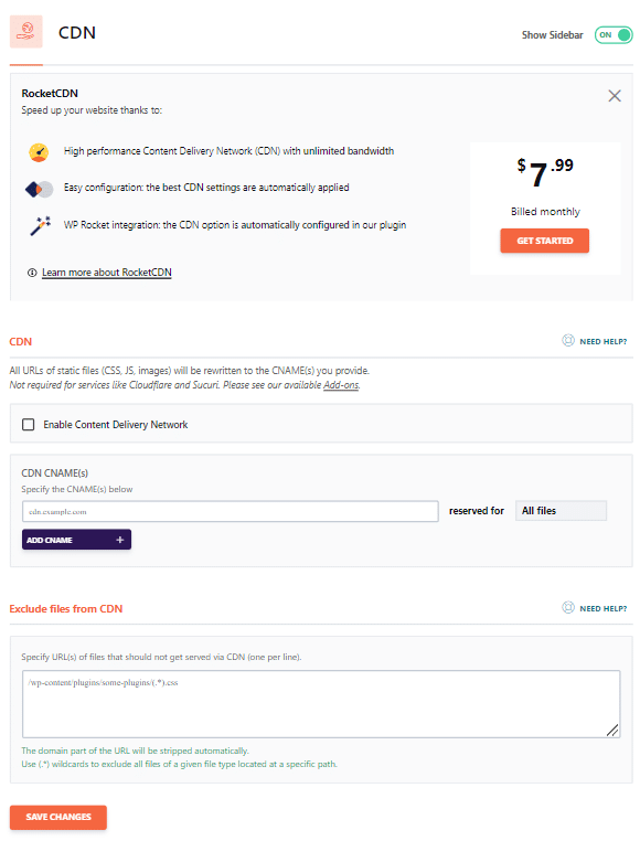 Ajoutez vos réglages CDN dans WP Rocket
