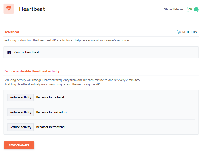 Modifier les réglages de WordPress Heartbeat
