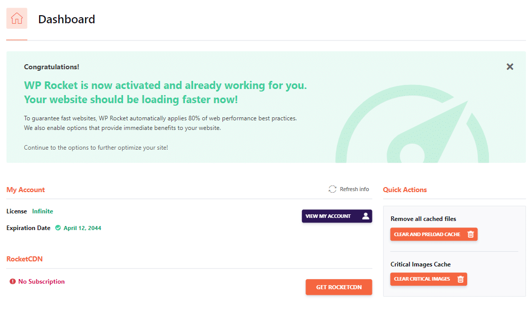 Effacer le cache dans WP Rocket