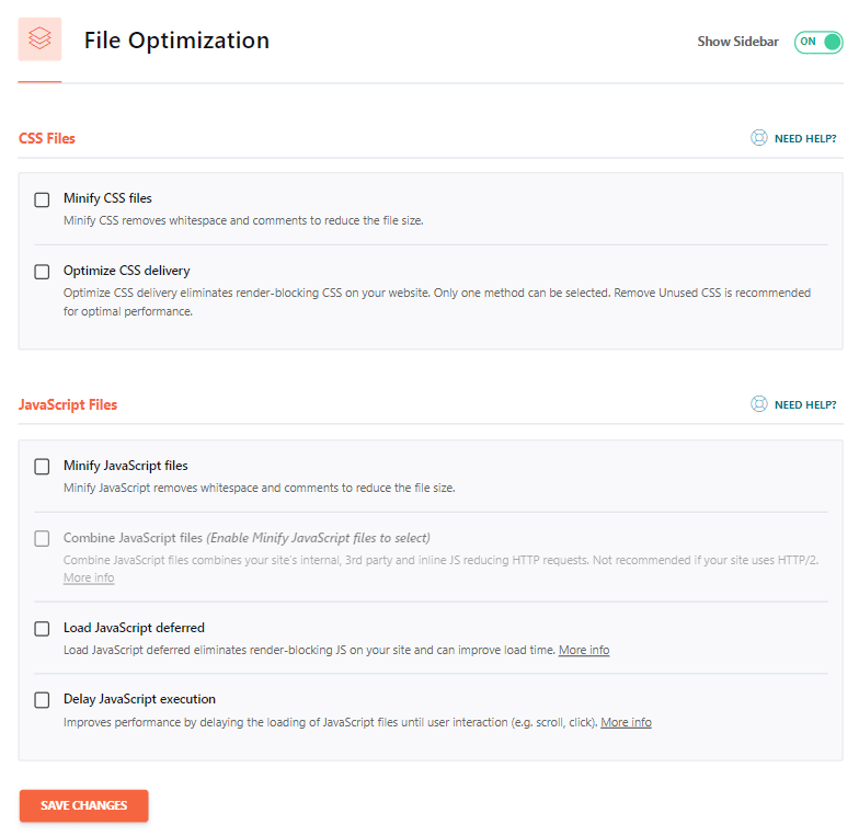 Optimisation des fichiers de WP Rocket