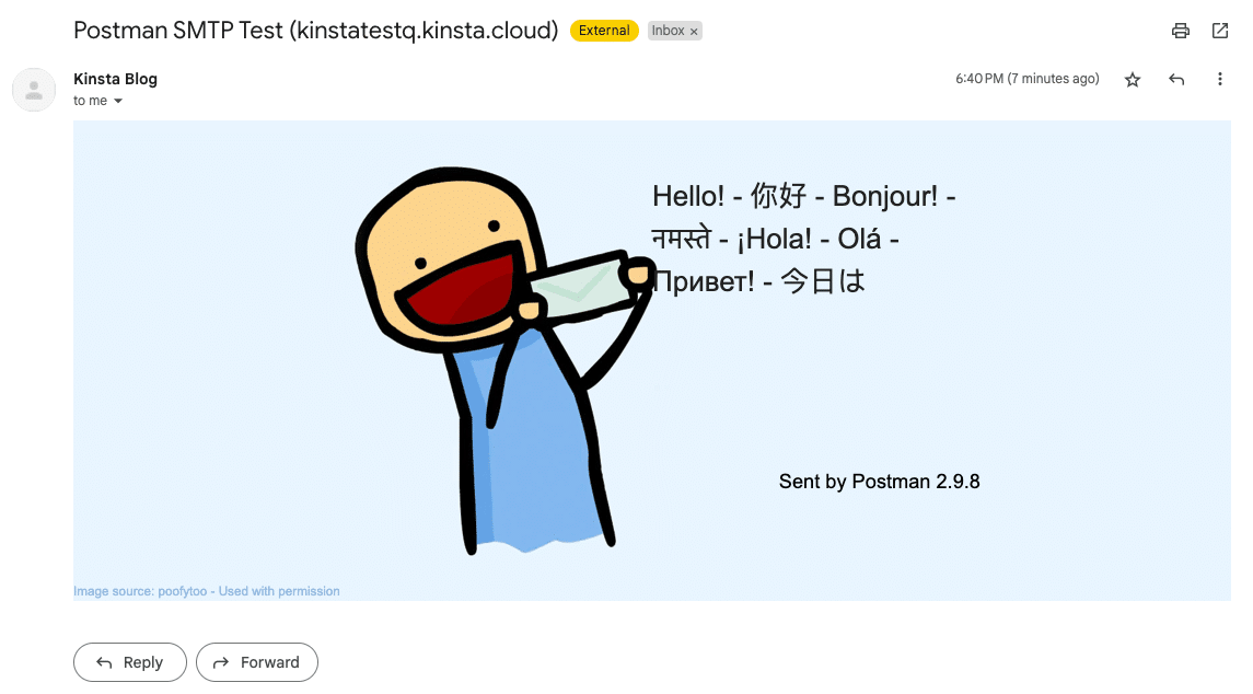 The actual email that you should see in your inbox