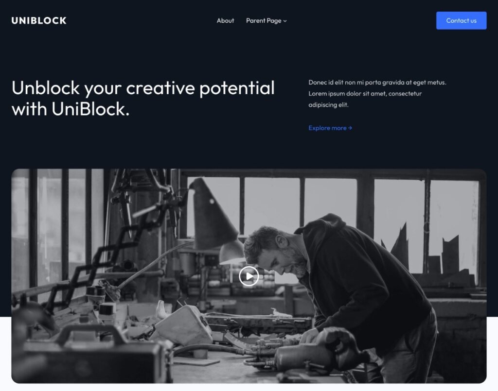 La démo du thème WordPress UniBlock.