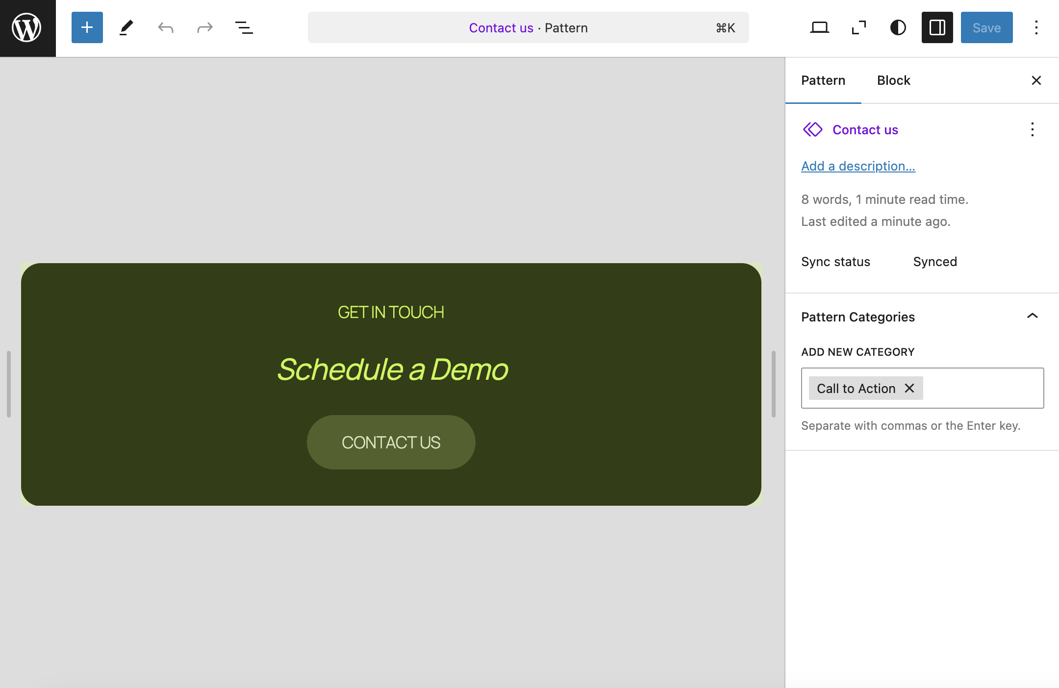 サイトエディターのカスタムパターン