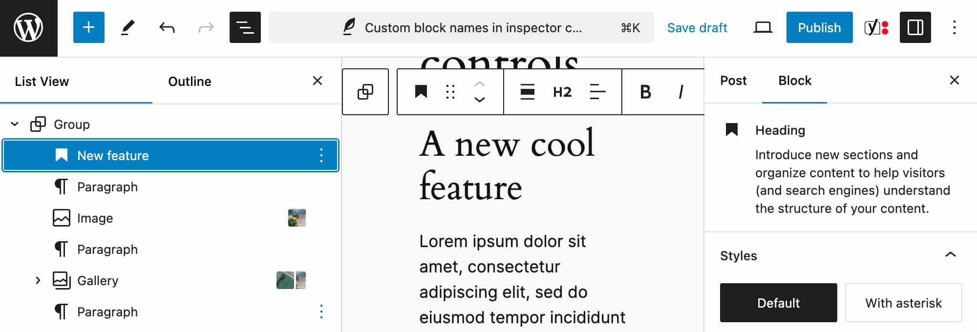 Custom bloknamen niet weergegeven in de blockinspector in WordPress 6.6