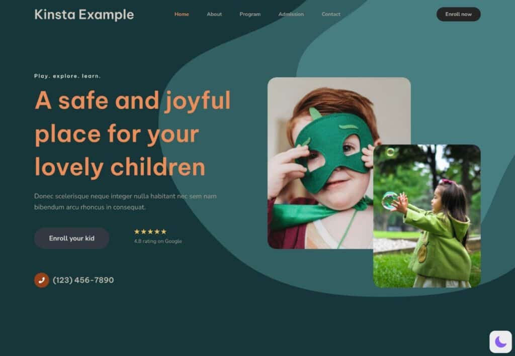 Un ejemplo de un sitio de WordPress en modo oscuro.