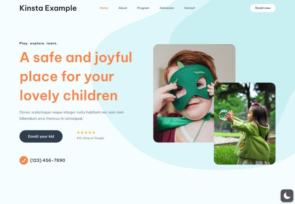 Un ejemplo de un sitio de WordPress en modo claro.
