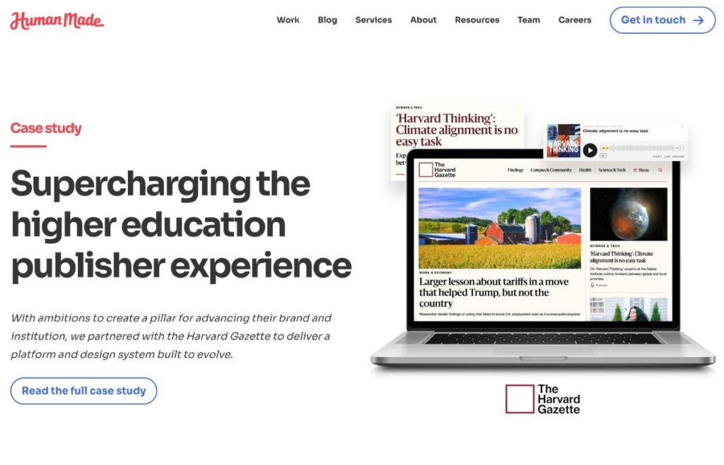 Um exemplo de um estudo de caso de agência da Human Made.